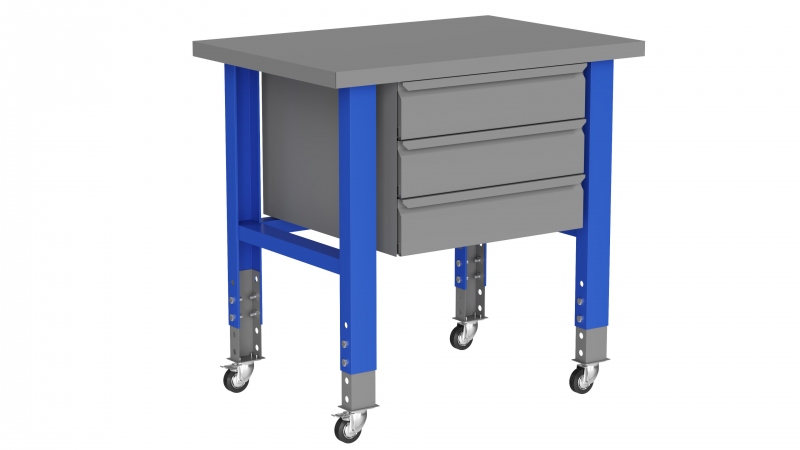 Стол металлический промышленны й 1000 мм PROFFI-CMP модуль с 3 ящиками, на колесах (На складе в Новосибирске)